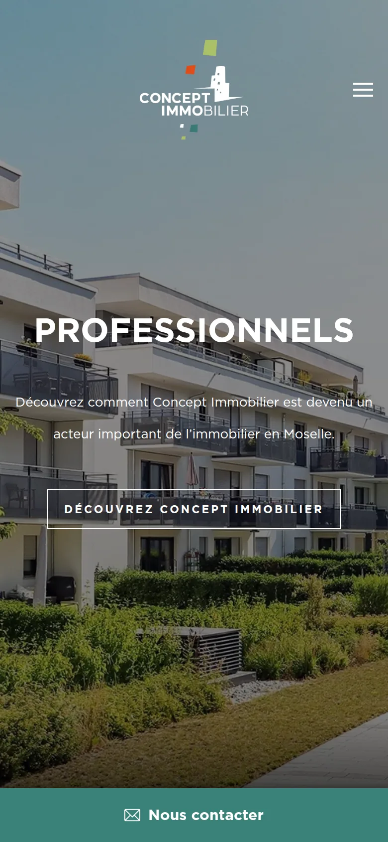Espace Professionnels sur mobile