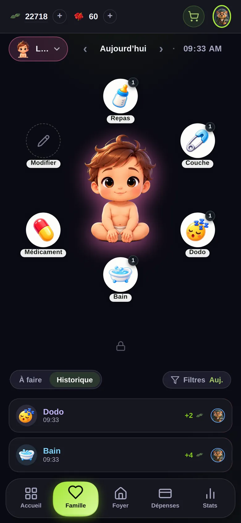 Les soins de Léo, le bébé